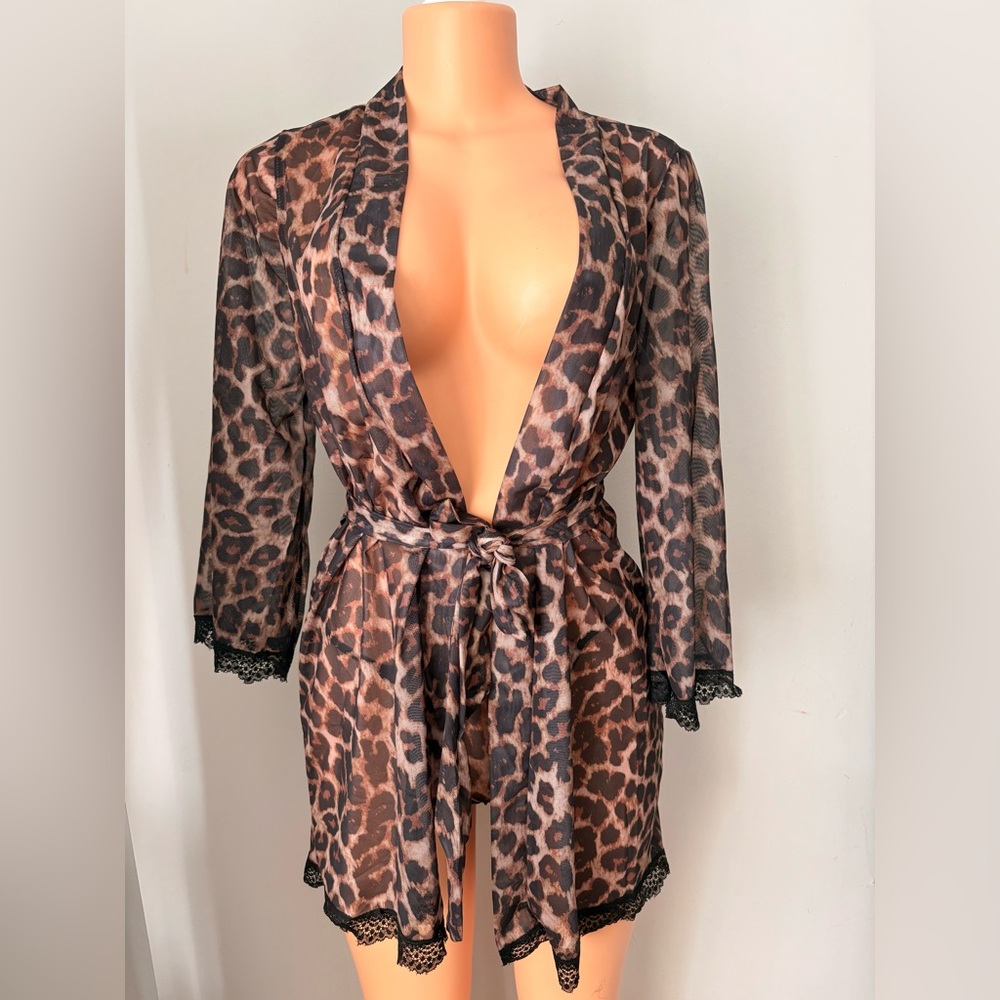Leopard Print Women's Robe & Panty Set